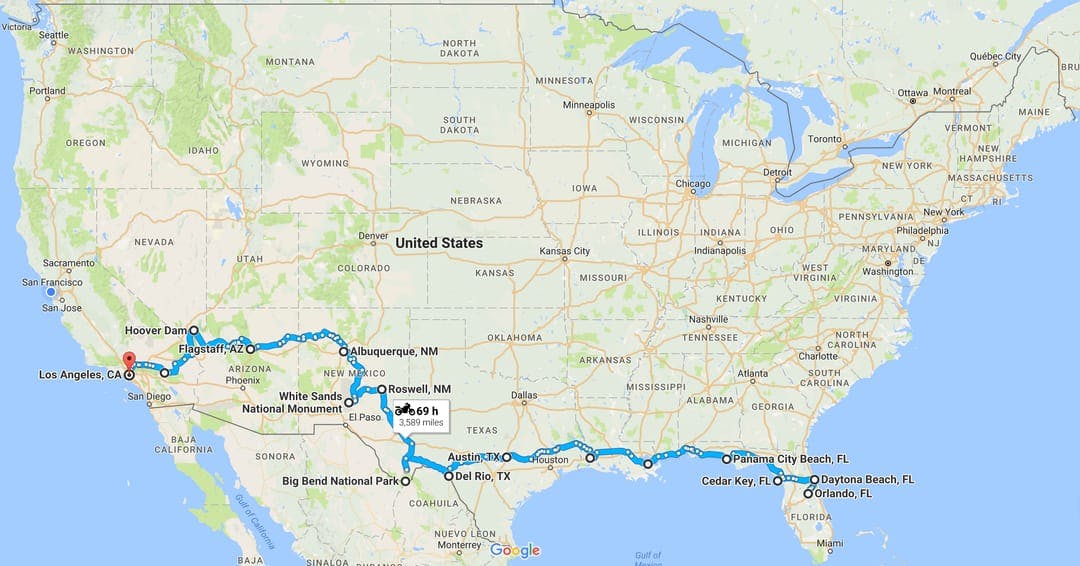3,589 miles. Easy.